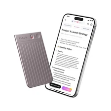 Note AI Voice Recorder Black with Black Case, App Control, Transcribe & Summa...