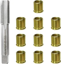 11 PCS Spark Plug Thread Repair Kit, M14×1.25 Inserts and M16×1.25 Tap 11PCS