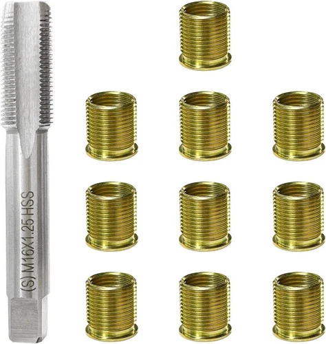 11 PCS Spark Plug Thread Repair Kit, M14×1.25 Inserts and M16×1.25 Tap 11PCS - Picture 1 of 4