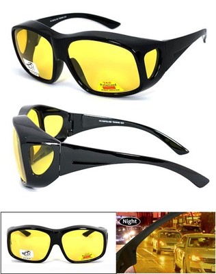 Large Night Driving Fit Over Glasses Yellow Lens Wear Cover