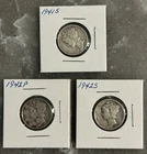 1941 S, 1942 P, 1942 S MERCURY DIMES, CIRCULATED, UNGRADED