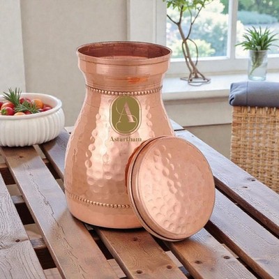 100% Copper Carafe Water Drinking Bottle Bedroom Jar Health Benefits 500/1000ML