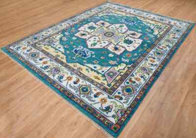 New Oushak Ivory Wool Soft Rug , Turkish Hand Knotted Rug, Large Living room Rug