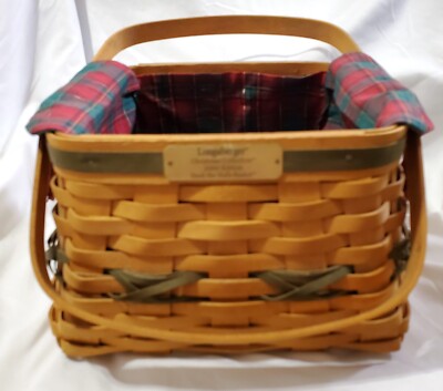 Longaberger DECK THE HALLS BASKET Christmas Collection 2000 evergreen plaid line