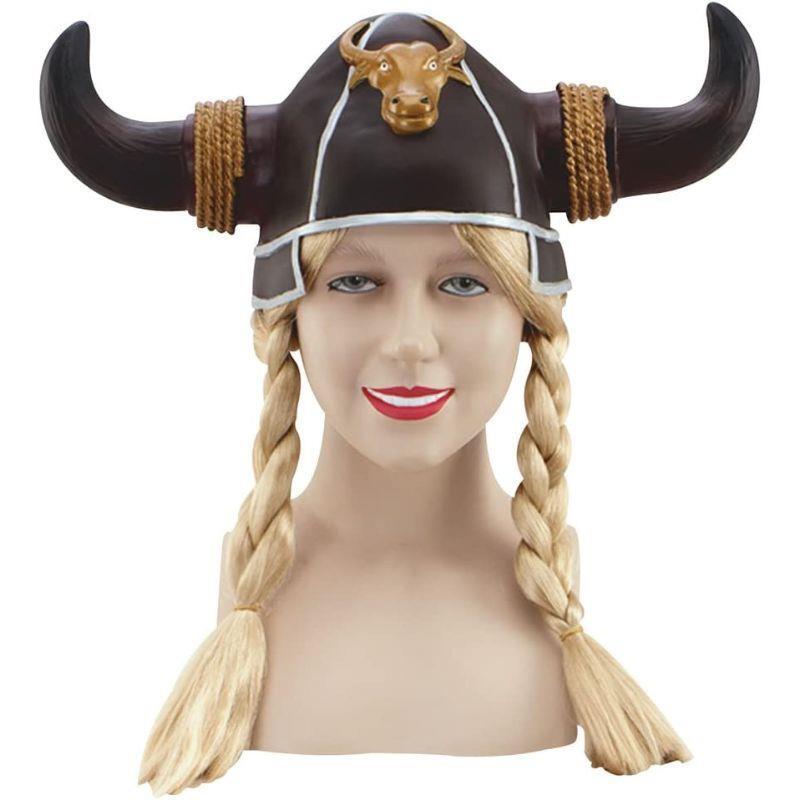 Bristol Novelty Viking Helmet with Plaits Adult Fancy Dress Accessory