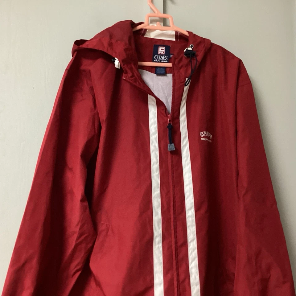 Vintage Chap Ralph Lauren Jacket Mens Medium Red Full Zip Windbreaker Rain Coat - Image 2 of 4