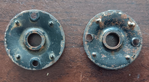 2 Antique Steel Door Knob Backplates Escutcheon Rosettes Hardware 2" wide - Picture 2 of 2