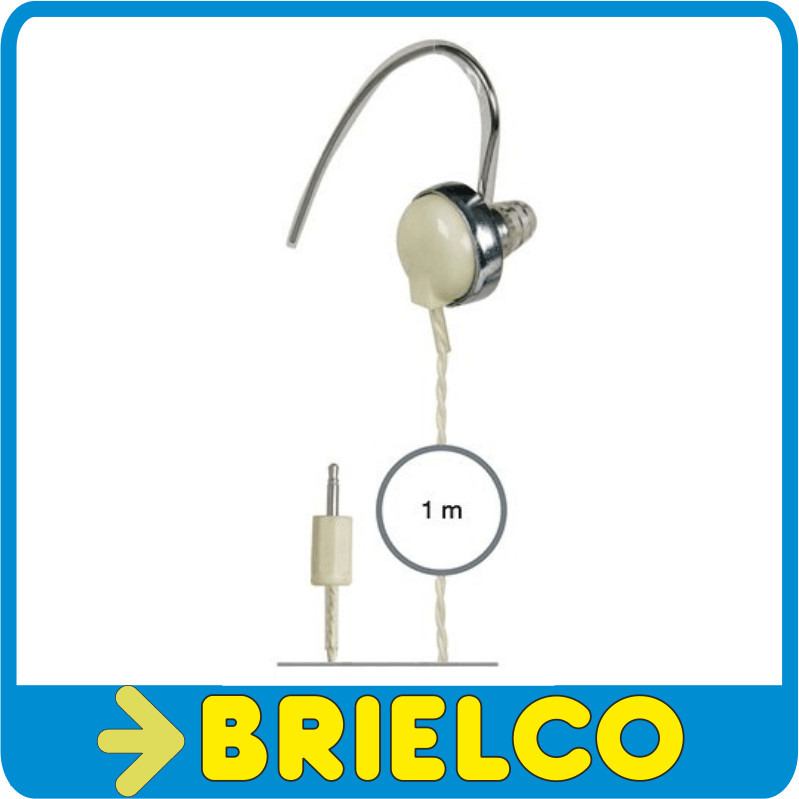 AURICULAR MONO METALIZADO JACK 3.5MM CABLE TRENZADO 1M PINZA OREJA 3347 BD1284