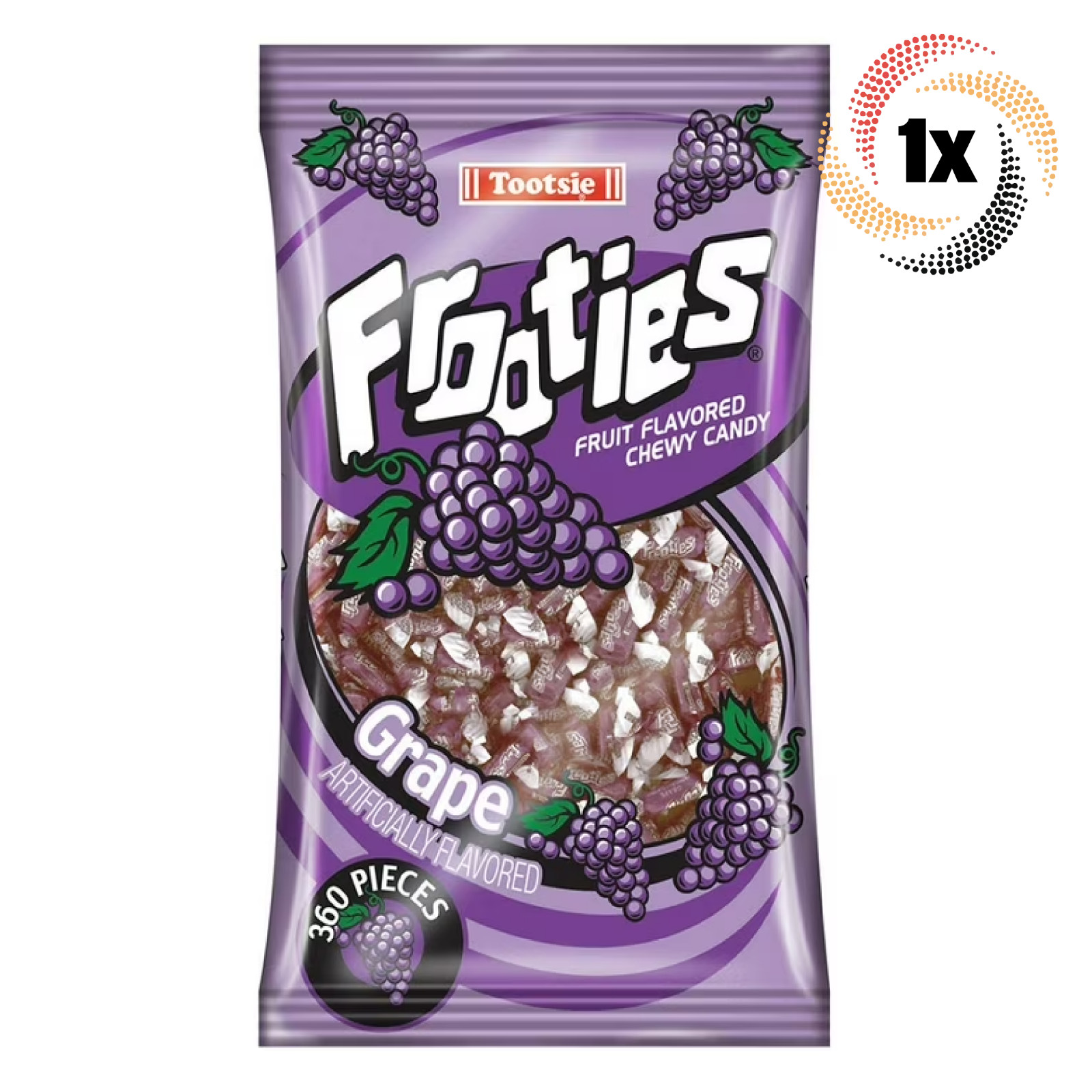 1x Пакетик жевательных конфет Tootsie Frooties со вкусом винограда и фруктов 360 штук 4290₽
