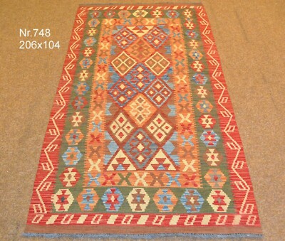 Handgewebter Orient Kelim Afghan Nr.748 - 206x104cm aus 100% Wolle