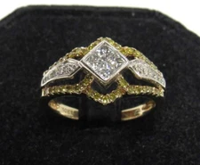 Zales Forever Diamonds 10K Gold Yellow White Princess Engagement Ring Bridal Set