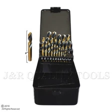 29PC Stubby Industrial Black & Gold Drill Bit Set 135 degree split Point