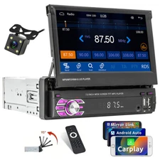 7" Touchscreen Bluetooth Single 1 Din Car Stereo Radio For Apple/Android CarPlay