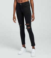 Levi's 711 Women's Black Sculpt Mid Rise Destructed Skinny Jeans Size 6M 28x30