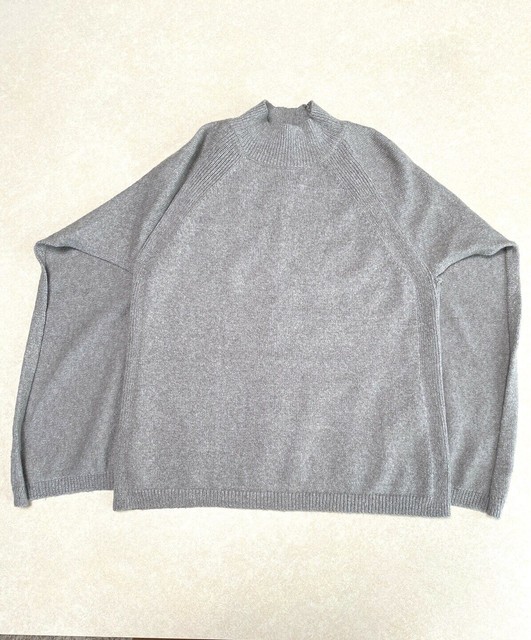 Chico's gray sparkly mock turtleneck sweater w attached cape, size 1 | eBay