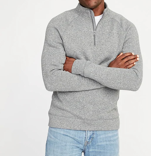 Men's Old Navy Mock Neck 1/4-Zip Soft Knit Sweater in Heather Grey Size S - NEW