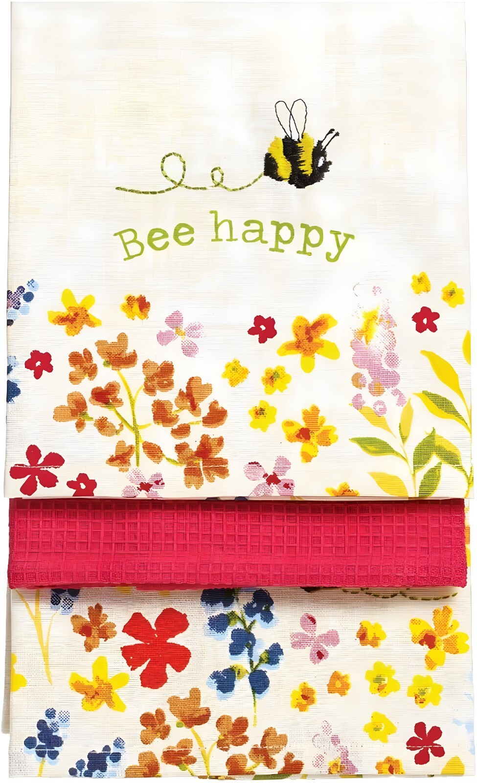 Tea Towels Bee Happy 100% Cotton 3 Pack by Cooksmart