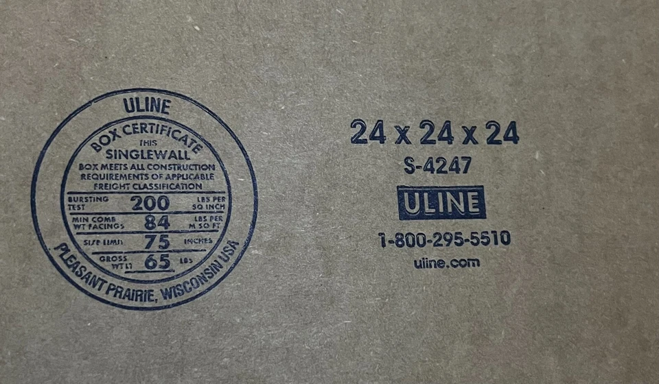 24" x 24" x 24" CARDBOARD BOX - 200 lb -  SINGLE BOX - CUBED - Image 3 of 4
