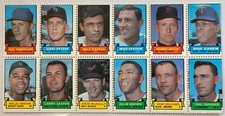 1969 TOPPS STAMP SHEET 12 STAMPS ROD CAREW DAVE MCNALLY HARRELSON HORTON