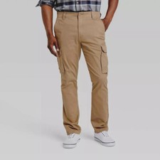 GOODFELLOW Beige Relaxed Fit Tapered Leg Stretch Chino Cargo Pants 40x30