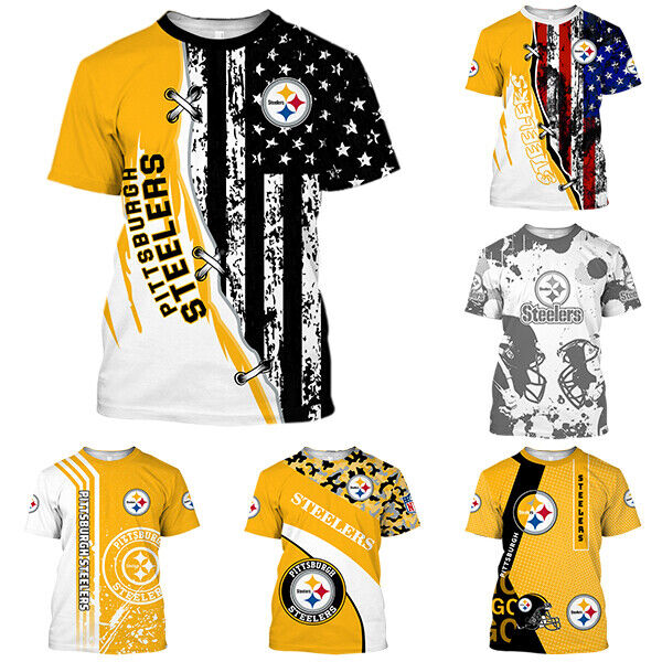 Pittsburgh Steelers Herren Sommer T-Shirt Sport Freizeithemd Atmungsaktives Tops