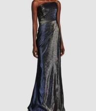 1696 Rene Ruiz Collection Women's Gray Draped Strapless Gown Dress Size 14