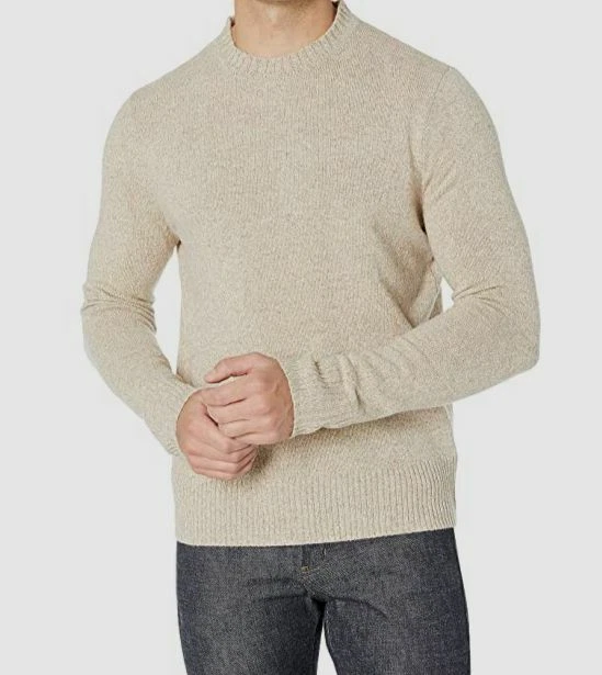 Men's beige crew neck sweater hot sale