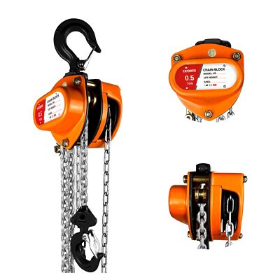 Chain Hoist 1/2 Ton 1100lbs Capacity 10ft Manual Hand Lift Chain Block Hoist W