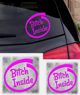 Two Decals Bitch Inside Pink vinyl decals Car Truck Windows Laptop Tablet