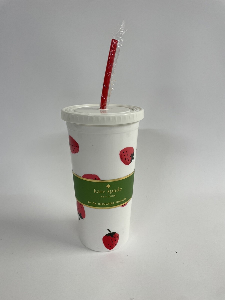 Kate Spade Insulated Tumbler 20oz Acrylic Travel Cup Strawberries