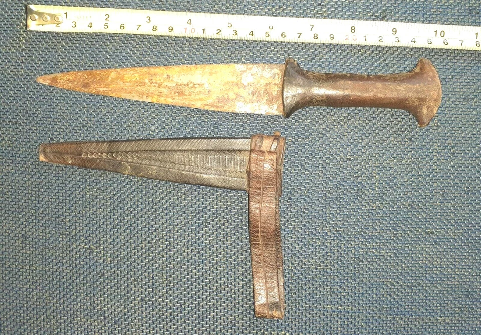 Dagger Knife African Leather Sheath Antique Scabbard Tribal Congo - Image 3 of 3