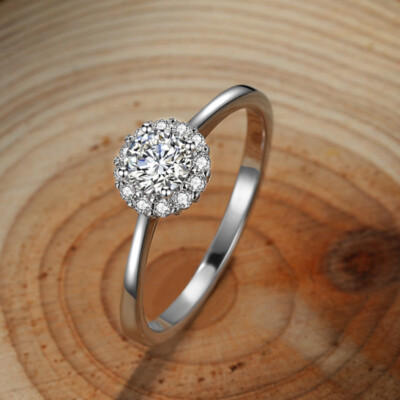925 Sterling Silver Rings Simulation Diamond Flower Bud