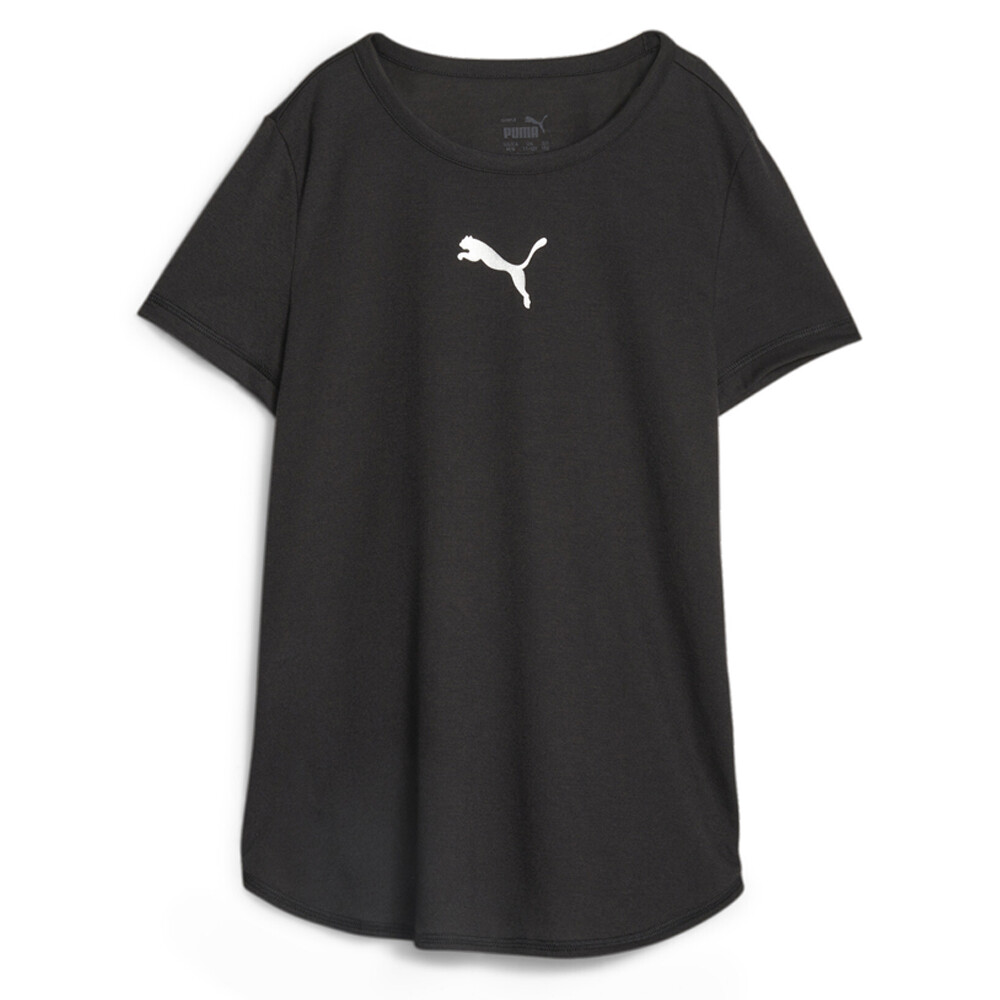 Футболка с круглым вырезом и коротким рукавом с логотипом Puma для молодых девушек, черные повседневные топы 67645501