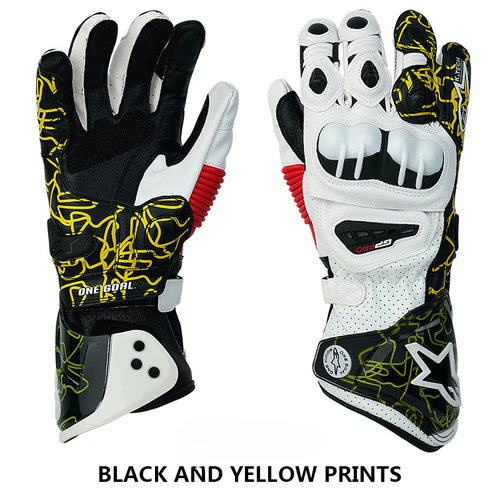 Alpinestars GP-PRO YELLOW-Printed Leather Motorcycle Riding Gloves, CE Certified - Picture 2 of 8