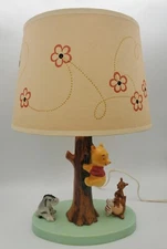 Rare Shade Ceramic Disney Winnie The Pooh Piglet Eeyore Tree Table Dolly Toy USA