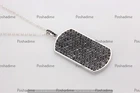 4.11CT Black Diamond Crystal Dog Tag Charm Pendant 14K White Gold Over for Men's
