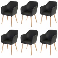 6Er-Set Esszimmerstuhl Vaasa T381, Stuhl, Retro 50Er Jahre, Kunstleder, Grau