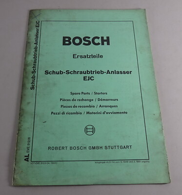 #ad #ad Bosch Parts Catalog Push Screw Drive Starter EJC As Of 04 1955 GBP 24.25