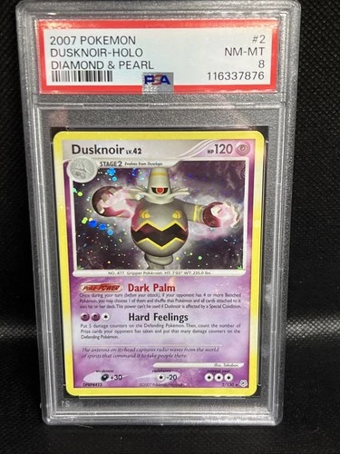 POKEMON DUSKNOIR 2007 Pokemon Diamond & Pearl #2 HOLO PSA 8 HOLO BLEED