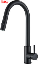 Matte Black Kitchen Mixer Tap, High Arc Pull down Kitchen Sink Tap with Dual Spr