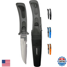 Cressi Vigo Stainless Steel Diving Knife with Sheath  Leg Straps - Scuba/Spear