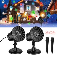 2PCS Christmas Snowflake Projector Light Multicolor with Ground Stake  Base