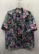 Vintage 90s Blue Hawaii Men's Blue Floral Orchid Tropical Hawaiian Shirt Sz L