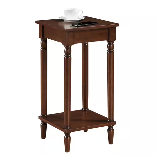 French Country Kim 14 In. Espresso Square End Table with Shelf - Picture 2 of 4