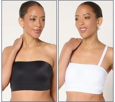 Breezies Bonded Bandeau Bra with Convertible Straps Set of 2 Black/White M New