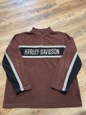 Vintage Harley Davidson Y2K 1/4 Zip Sweatshirt Fleece Biker Flames Medium