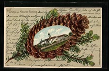 Mat lithograph Roning, view of the monastery on a pine cone 