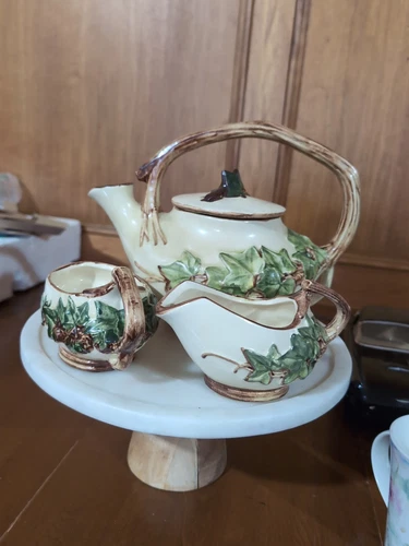 McCoy Ivy patterned Tea Pot, Creamer And Sugar