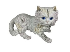 Vintage Persian White Cat Porcelain Sculpture Figurine Signed Capodimonte Mark