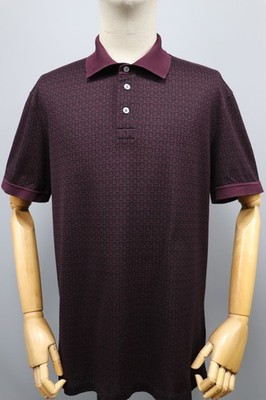 SALVATORE FERRAGAMO Monogram Print Purple Cotton Polo Shirt Mens Size XL / US L